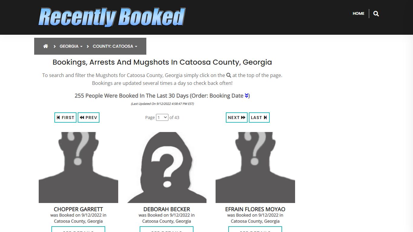 Recent bookings, Arrests, Mugshots in Catoosa County, Georgia