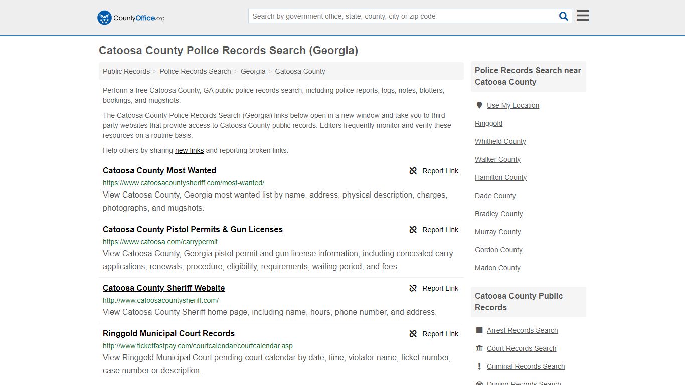 Police Records Search - Catoosa County, GA (Accidents & Arrest Records)